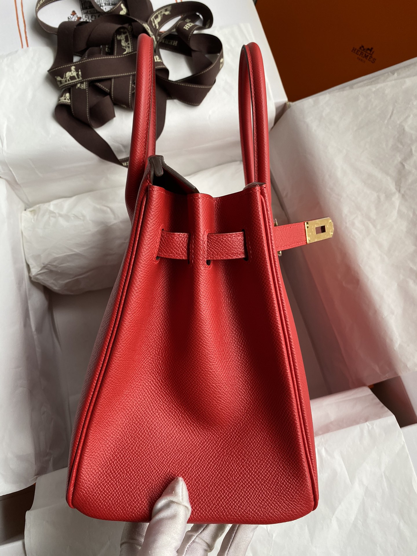 Hermes Birkin 30CM Epsom Leather Handbag Red